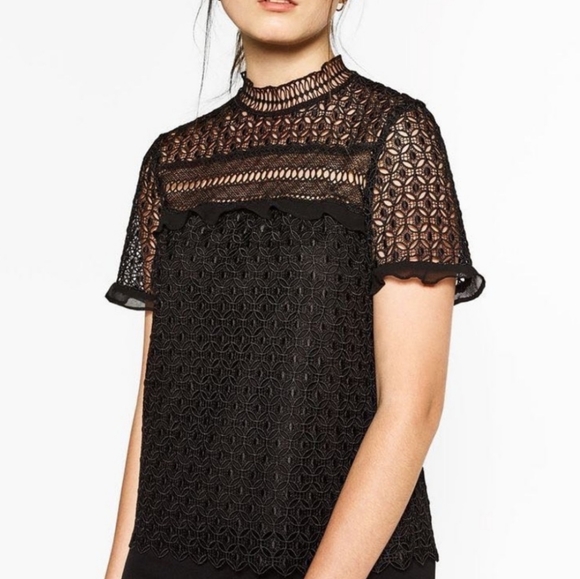 Zara Tops - Zara Woman Black Lace Blouse
